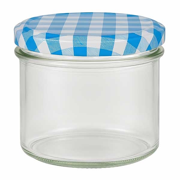 225ml trommelglas + BasicSeal deksel blauw/wit UNiTWiST