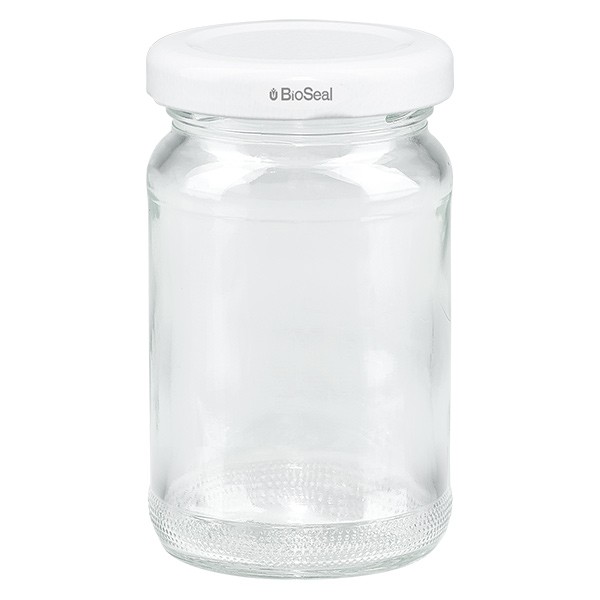 UNITWIST glazen potten 110ml ronderand glas met wit Twist-Off deksel TO48