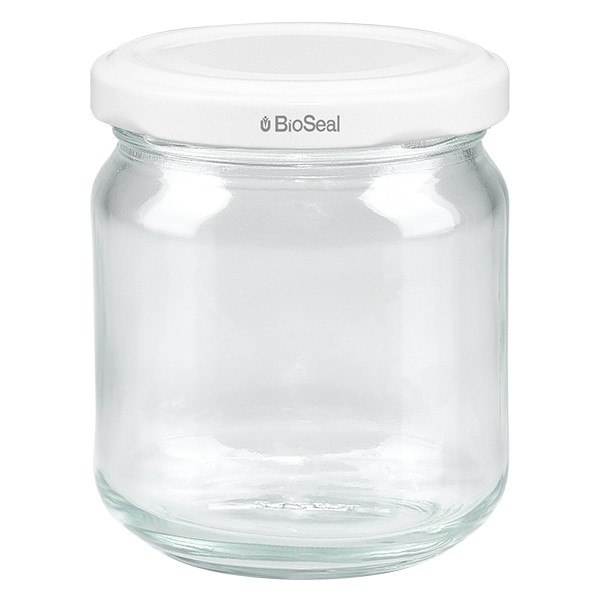 UNITWIST glazen potten 212ml ronderand glas met wit Twist-Off deksel TO63