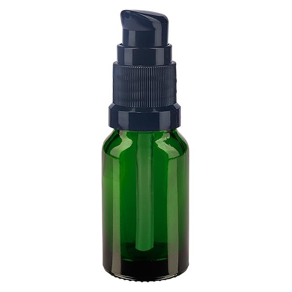 Groenen glazen flessen 10ml met zwart pompsluiting