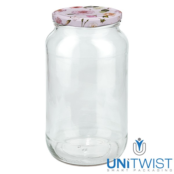 1062 ml ronde pot + BasicSeal-deksel bloem roze UNiTWIST®