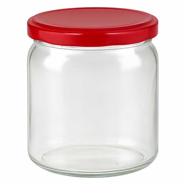 408ml rond glas + BasicSeal deksel rood UNiTWIST