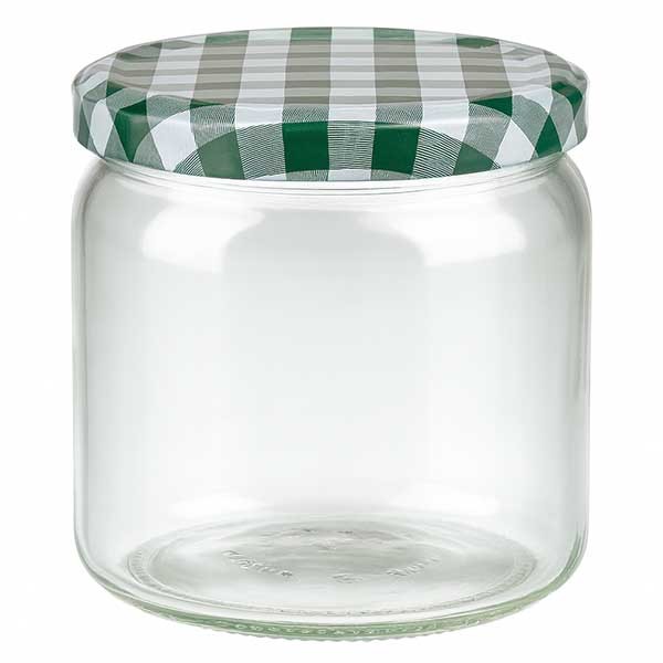 408ml rond glas + BasicSeal deksel groen/wit UNiTWIST