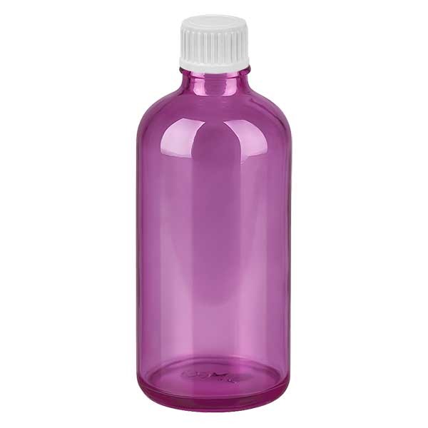 100 ml druppelfles 0,9 mm wit met standaarddop PurpleLine UT18/100