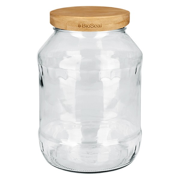 UNITWIST glazen potten 2650ml ronderand glas met hout Twist-Off deksel TO100