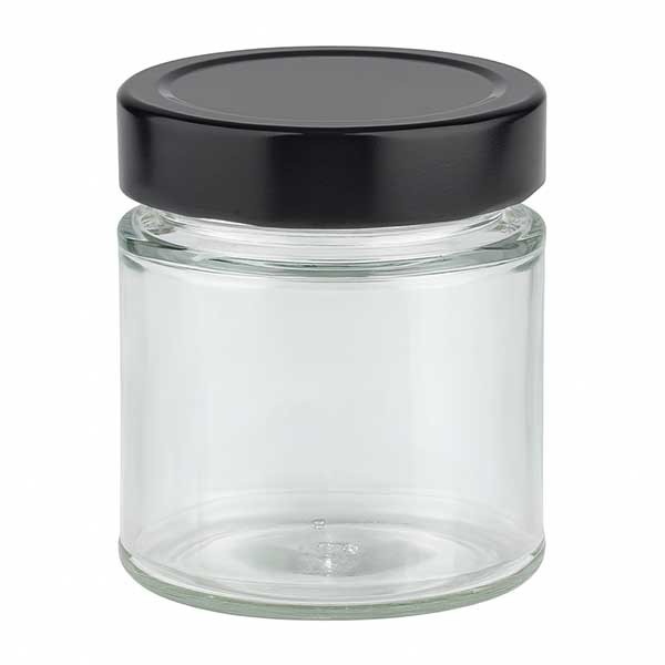 154ml rond glas + BasicSeal deksel zwart diep UNiTWIST