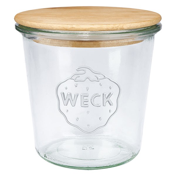 WECK-stortglas 580ml (1/2 liter) met hout deksel