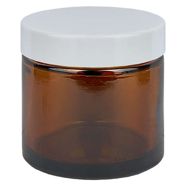 Glazen pot 60ml bruin glas 51mm/R3, met deksel