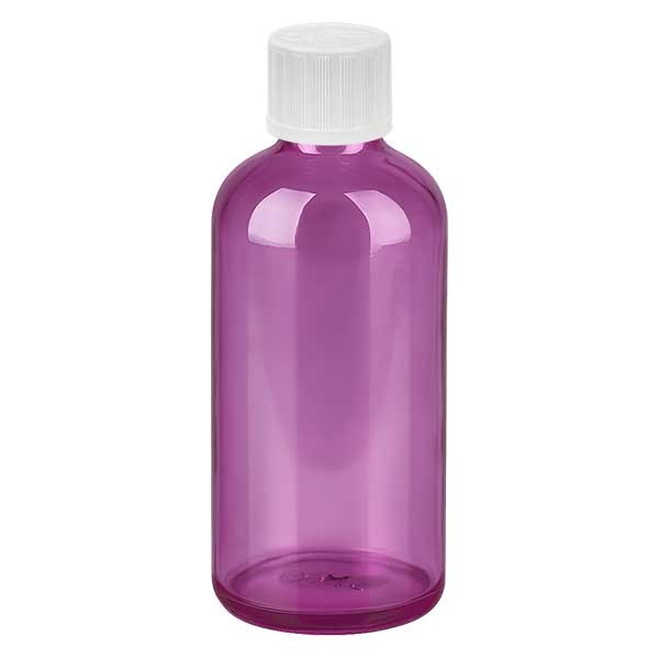 100 ml druppelflesje 1,2 mm wit met standaard sluiting kinderveilig PurpleLine UT18/100
