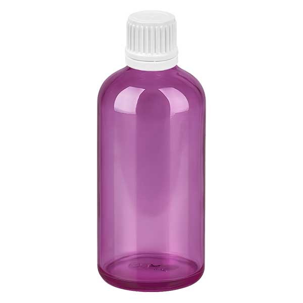 100 ml druppelfles 0,7 mm wit met verzegelde ring PurpleLine UT18/100