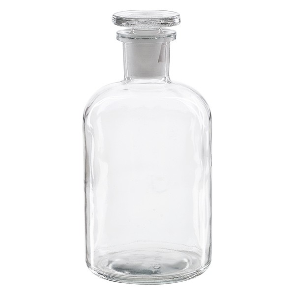 Apothekersfles 500 ml nauwe hals helder glas incl. glazen stop