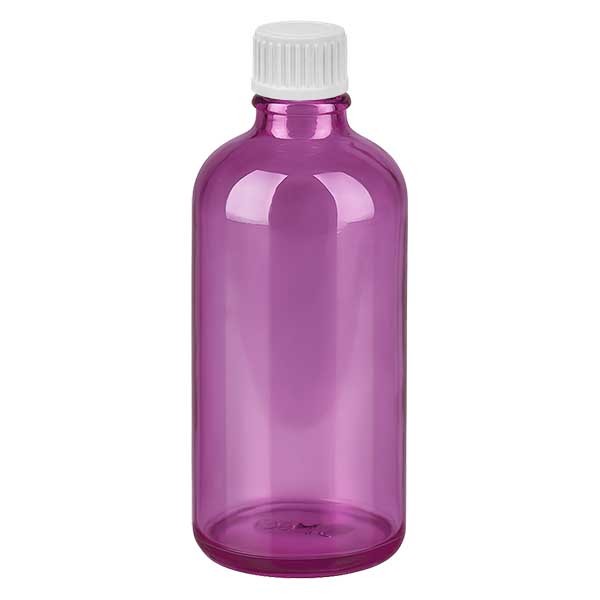 100 ml (globuli) flesje 3 mm doseerring wit met standaard sluiting PurpleLine UT18/100