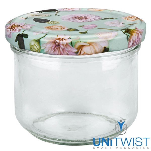 260 ml omslagglas + BasicSeal-deksel bloem mint UNiTWIST®