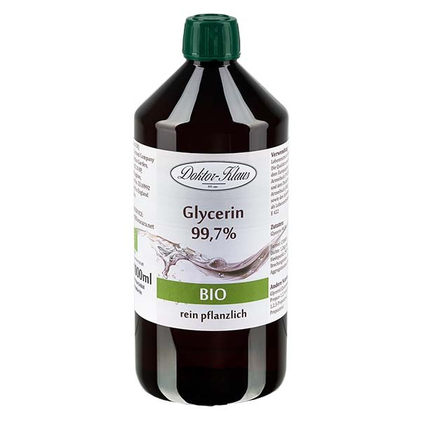 Bio-glycerine 99.7% in bruine 1000ml PET fles met VR - E 422