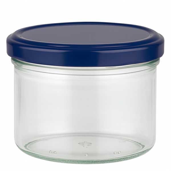 230 ml cilinderglas + BasicSeal deksel blauw UN..