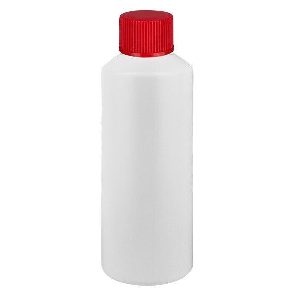 PET cilinderfles 75ml wit met schroefsluiting rood