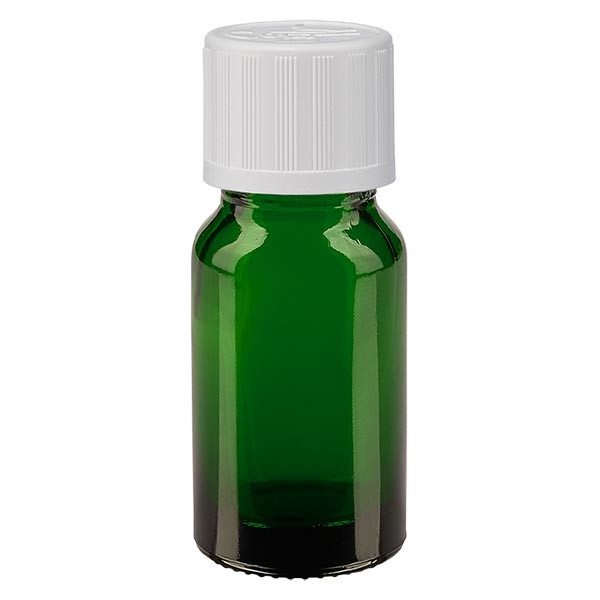 Groenen glazen flessen 10ml met wit schroefsluiting kinderslot St