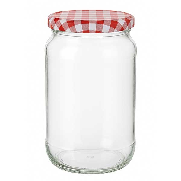 1062ml rond glas + BasicSeal deksel rood/wit UNiTWiST