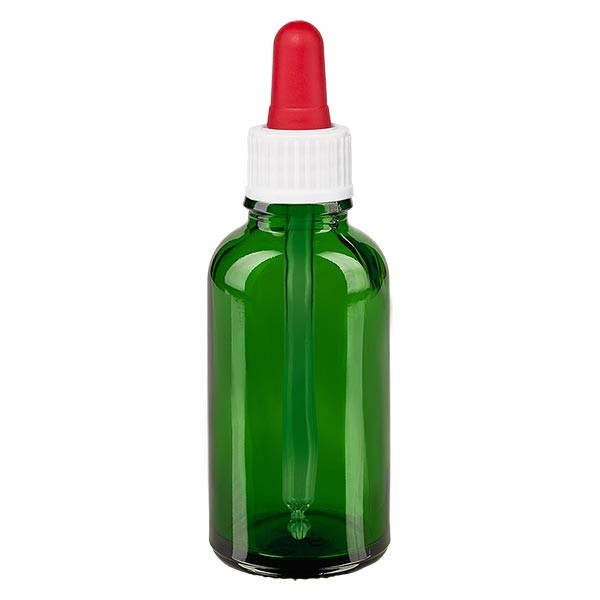 Pipetfles groen 30ml, pipet wit/rood ST