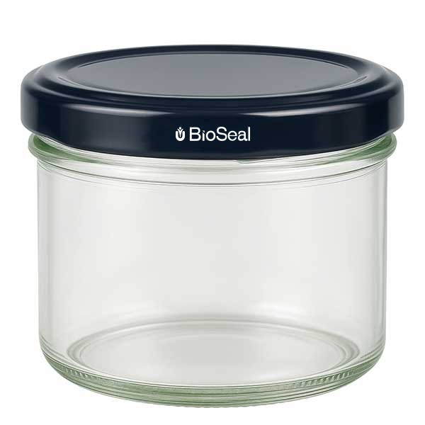 180 ml trommelglas met BioSeal zwart UNiTWIST