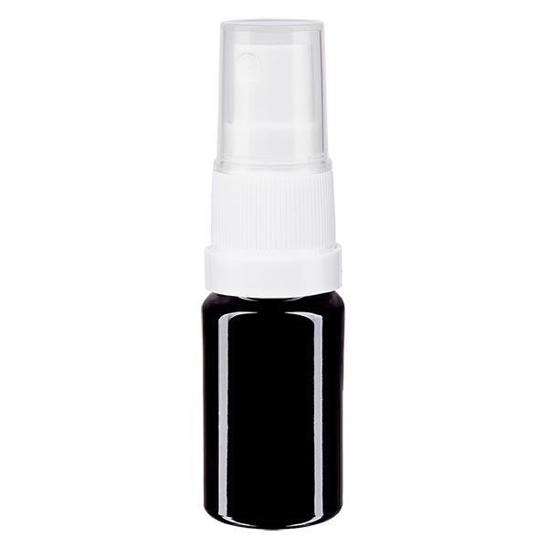 Fles violet glas 5 ml met pompverstuiver wit