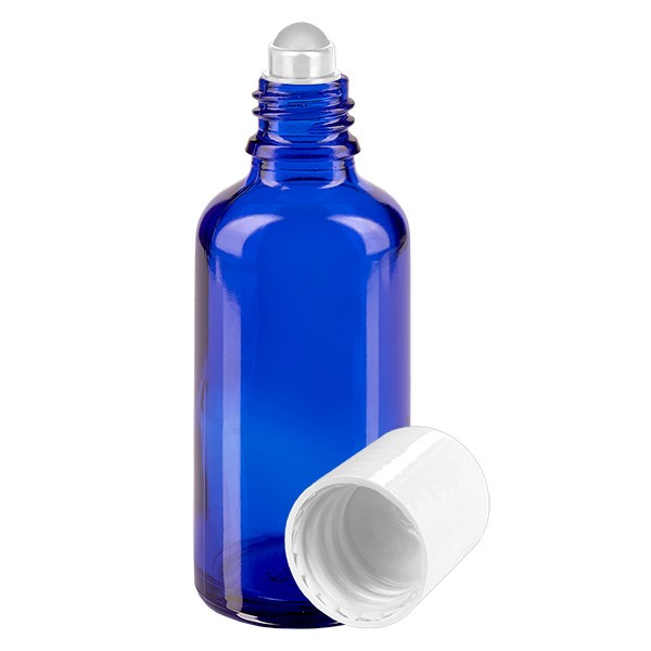 Glas deostick fles blauw 50ml, lege deo roller (Roll On)
