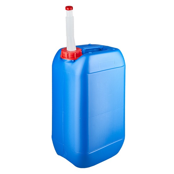 Canister 15 liter blauw met afvoerbuis Flex