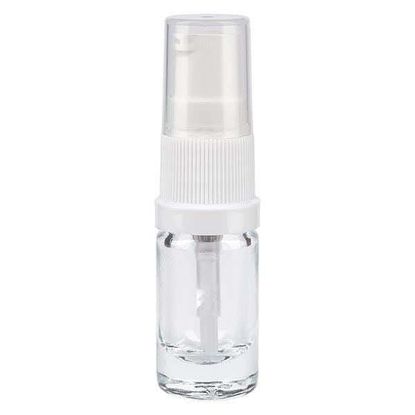 Apothekersfles helder 5 ml lotionpomp wit, Standaard