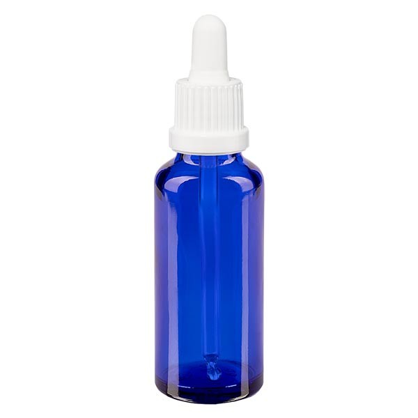Pipetfles blauw 30ml, pipet wit/wit VR