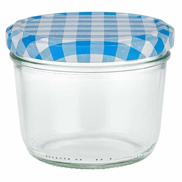 230ml trommelglas + BasicSeal deksel blauw/wit UNiTWiST