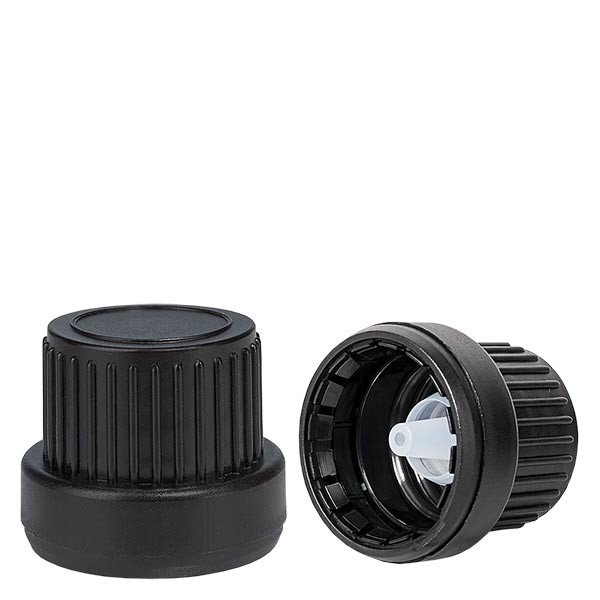 Druppelsluiting 2 mm premium zwart 18 mm met garantiesluiting (OV)