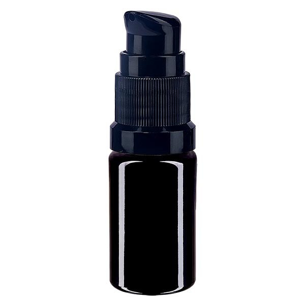 Violet glas fles 5 ml met pompsluiting zwart