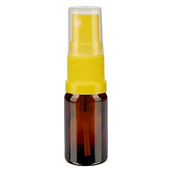 Bruin glazen flessen 5ml met geel pompverstuiver